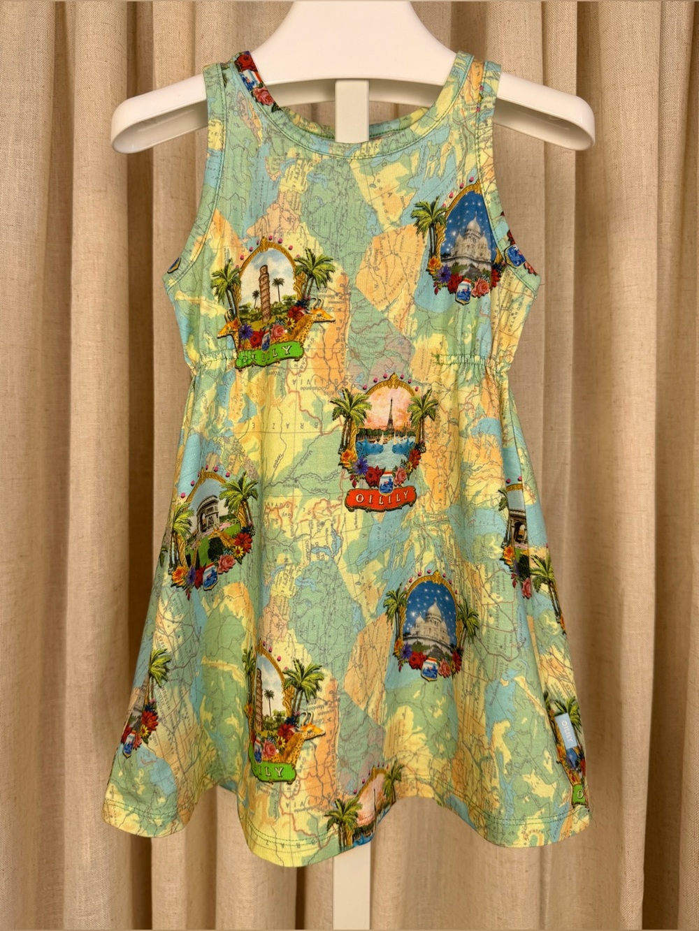 OILILY *TRAVEL MAPS* Print Jersey Trust Tank Dress 3T 98 NWT *RARE*